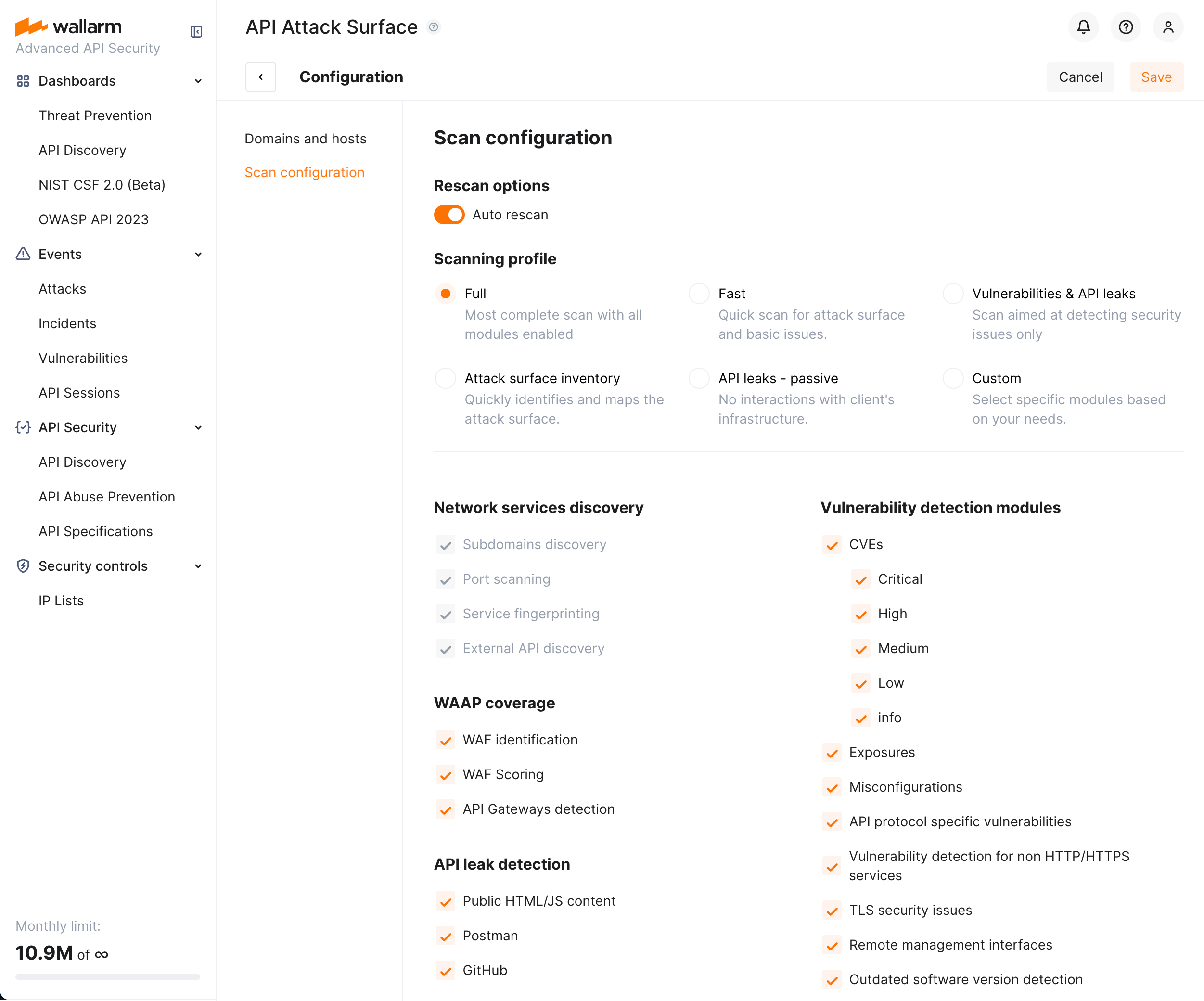 AASM - scan configuration